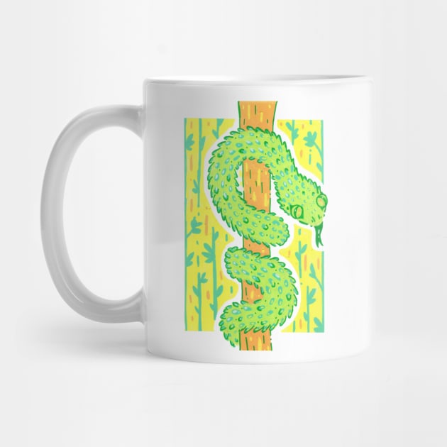 Green African Bush Viper on a Tree in Acrylic by narwhalwall